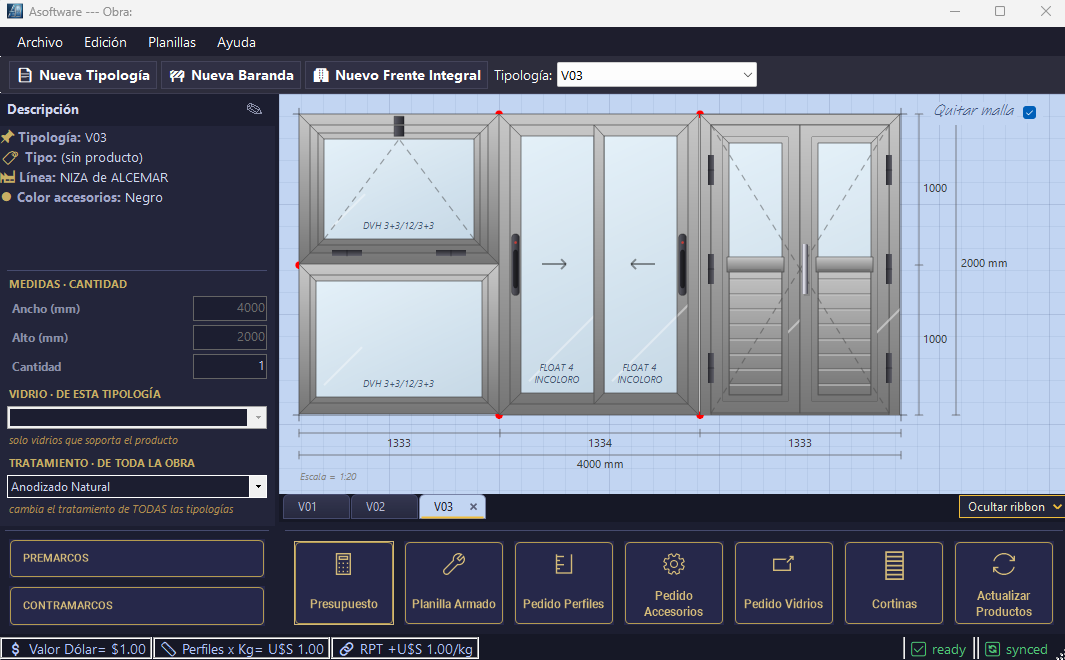 Tipología V03 dibujada y acotada en Asoftware